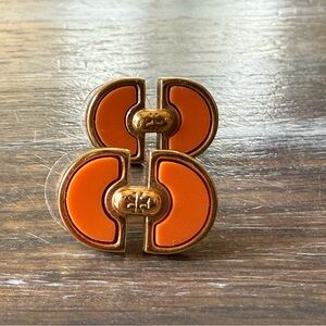 Orange and Gold Enamel Earrings by Tory Burch